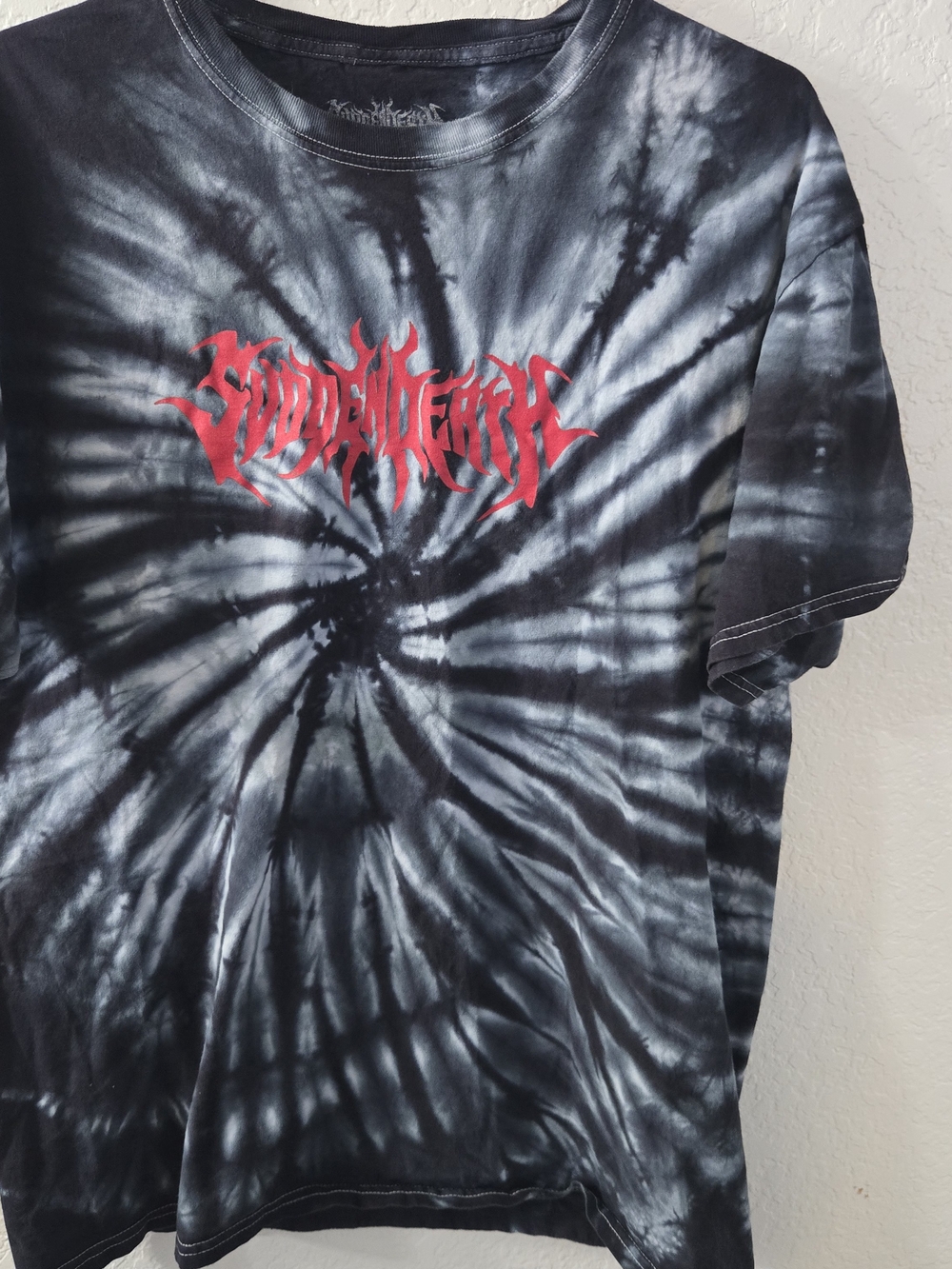 Svdden Death Black Tie-Dye Short Sleeve Tee with Red Graphic